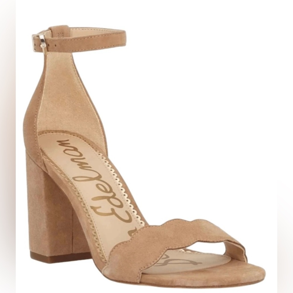 SAM EDELMAN Odila Tan Suede Scalloped Strappy Sandal Size 8M